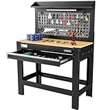 WORKPRO Garage Workbench with Storage, 45' Workbench with Pegboard, Power Outlets and Light, 800 LBS Multipurpose Work Bench for Garage, Warehouse, Workshop