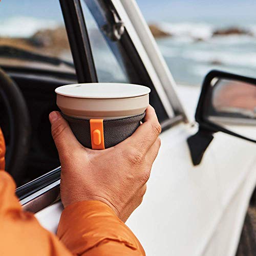 HUNU Leakproof Pocket Cup - Collapsible Coffee Cup | Reusable Coffee Cup Travel Mugs for Hiking Cycling Camping - BPA Free Portable Espresso Silicone Cups with Lids - 9 oz (Warm Grey)