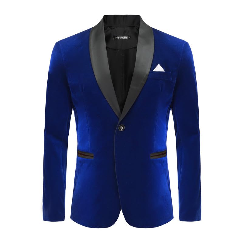 Men's Velvet Blazers Shawl Lapel Tuxedo Slim Fit Suit Jacket Perfect for Wedding Proms Formal Events