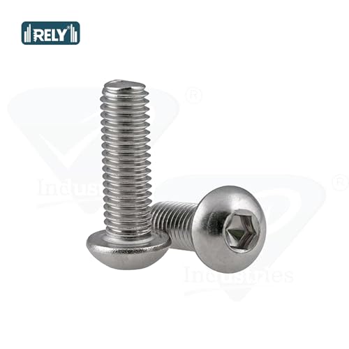 Image of Rely⇒VP INDUSTRIES (Pcs-25) M5x16 mm Button Head Cap Screw Stainless Steel Grade 304 | Allen Round Mushroom Head Screw with Allen Key 1 Pc