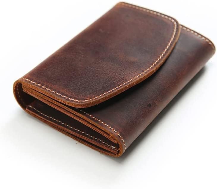 Spacious & Functional Vintage Short Card Holder Leather Wallet with Zipper Coin Purses for Men Women Unisex Coins Pocket Portable Money Bag Clutch Purse4