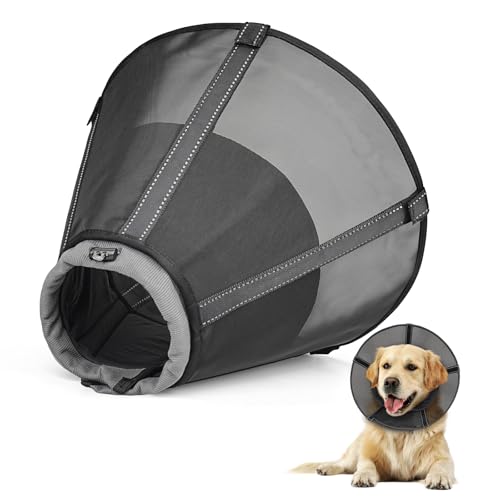 Joypig Dog Cone Collar to Stop Licking: Soft Mesh Recovery Collar After Surgery with Detachable Pad, Elizabeth Cone Alternative for Large Medium, Small Dogs, Normal Eating and Drinking (M)