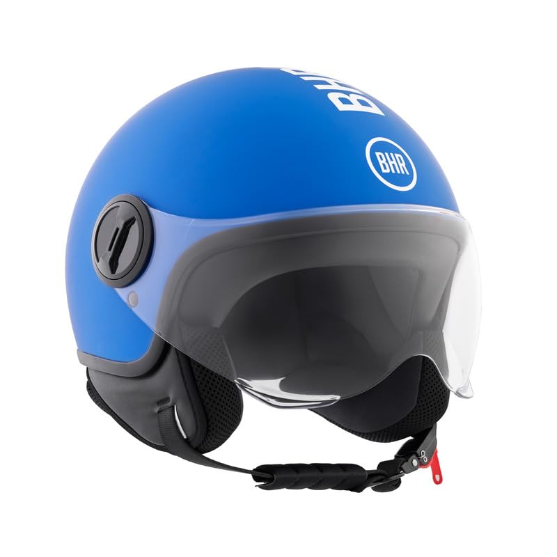 BHR Kask Demi-Jet 835 SPECIAL - Kask Skuter Homologowany ECE 22.06 z Wizjerem Typu Okulary Anty-Zarys - Zapięcie Mikrometryczne i Wyjmowane Wkładki Policzkowe
