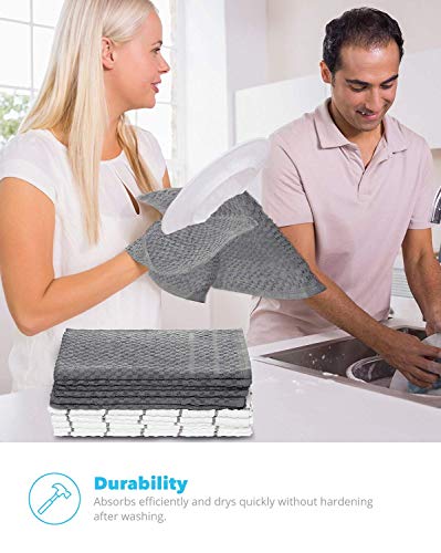 Zeppoli Kitchen Towel, 24 Pack - Soft Cotton -15" x 25" - Dobby Weave -Great for Cooking in Kitchen and Household Cleaning (24-Pack, Gray)