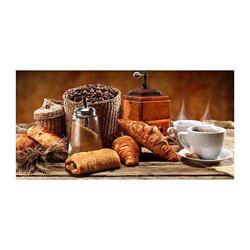 Dosseret en verre pour cuisine ambiance petit déjeuner marron de 100x50cm