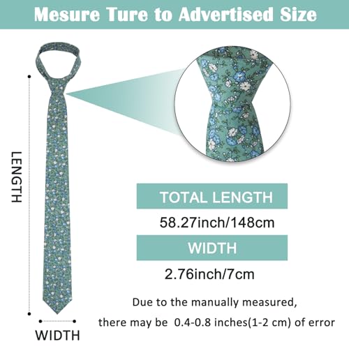 Image of Mantieqingway Men Skinny Tie Cotton Floral Necktie for Wedding Groomsmen Tie