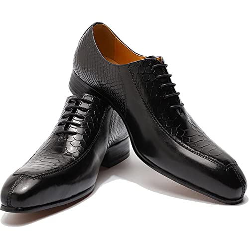 Men's Business Casual Dress Shoes Lace-Up Formal Oxfords Wedding Party Wingtip Derbys Classic Brogues Shoes,Black-464
