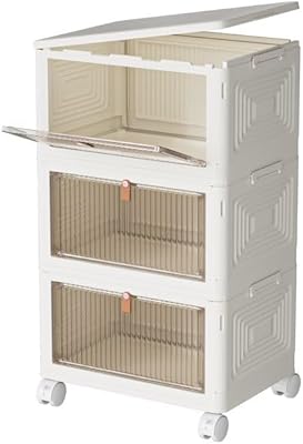 3 Tier Plastic Storage Bins and Boxes Organizer - 23Qt Stackable with Lids for Bedroom, Living Room, Office - Foldable Containers