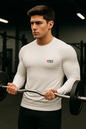 Image of BOLD FITNESS Men Full Sleeve Compression Regular Fit T-Shirt - Athletic Base Layer Tights for Fitness