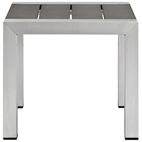 Modway EEI-2248-SLV-GRY Shore Aluminum Outdoor Patio Side Table In Silver Gray thumb #3