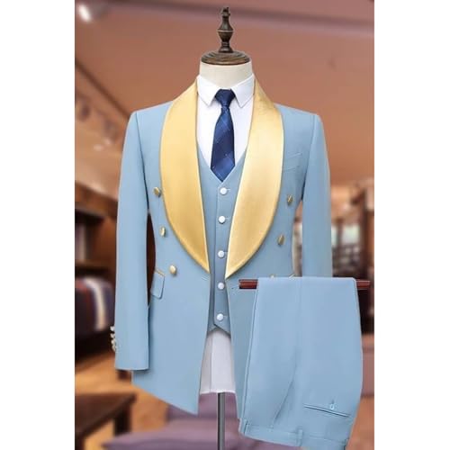Men's 3 Pieces Formal Suit Shawl Lapel Tuxedos Slim Fit Jacket2