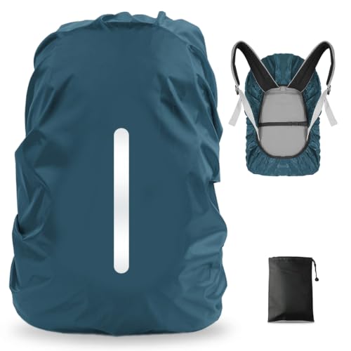 LAMA Waterproof Backpack Rain Cover, Reflective Rucksack Rain Cover for Anti-Dust/Anti-Theft/Bicycling/Hiking/Camping/Traveling/Outdoor Activities,S Size (for 18L-25L Backpack), 1 Pcs Sea Blue