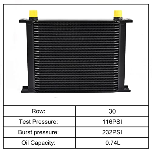 Evil Energy 30 Row An10-10An Stacked Plate Oil Cooler Universal Engine Transmission Aluminium Alloy Black #TOP2