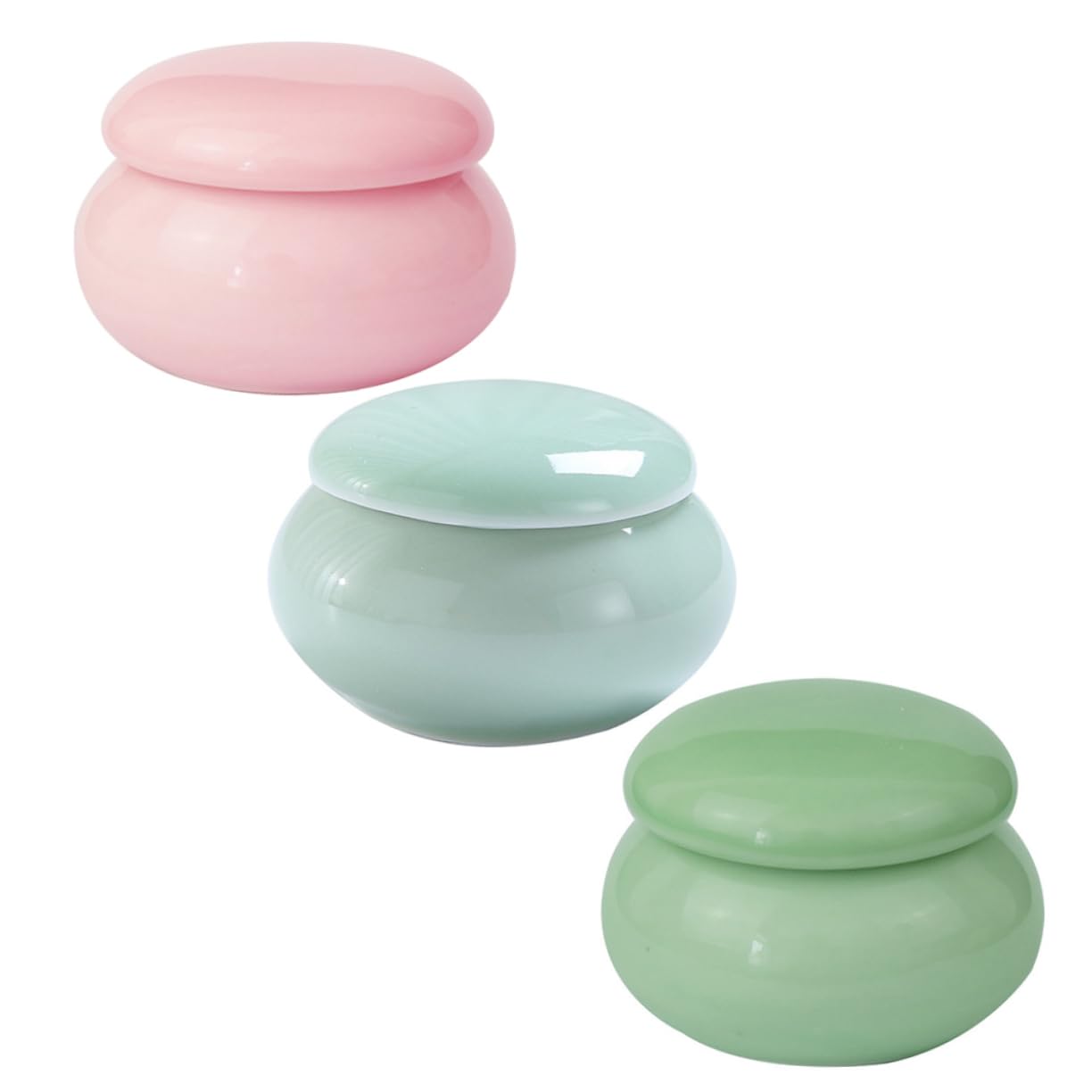 WOONEKY 3pcs Lipstick Jar Lip Balm Containers Makeup Trial Case Clear Container with Lid Makeup Cream Container Vintage Cosmetic Container Cream Samples Pot Bead Container Creami Ceramics