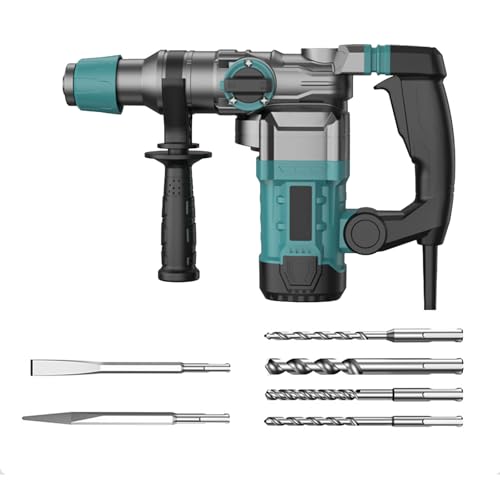 Martillo Perforador, 1200W Martillo Demoledor con SDS-Plus, taladro percutor, Control de Vibración Incluyendo Cinceles y Brocas, para Concreto, Metal y Madera