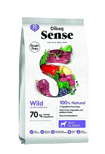 Dibaq Sense Dog Grain Free Wild: pienso de Ciervo y jabalí para Perros Adultos. 100% Natural y sin Cereales. 2 kg