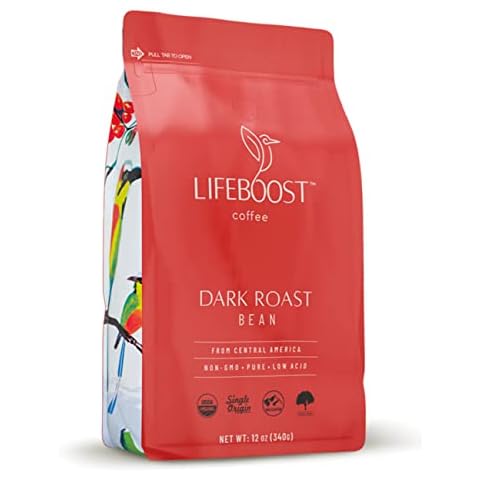 Lifeboost Coffee Dark Organic Coffee Beans - Dark Roast Low Acid Coffee Beans - Single Origin Non-GMO Organic Coffee - Third Party Tested For Mycotoxins & Pesticides - Whole Bean - 12 Ounces Cover