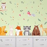 8 Sheet Woodland Animals Wall Decals Forest Animals Wall Stickers Bear Fox Deer Rabbit Jungle Animal...