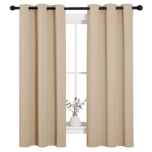 Image of NICETOWN Room Darkening Curtain Panels for Living Room, Thermal Insulated Grommet Room Darkening Draperies /Drapes for Window (Biscotti Beige, 2 Panels, W34 x L63 -Inch)