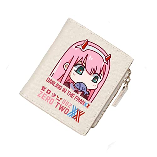 Anime 002 Bifold Wallet Artificial Leather Money Bag Slim Credit Card Holder, Purse for Girls(Beige)