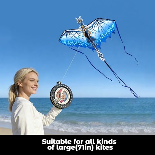Kite String Reel Winder for Adults, 9 inches Dia with 1640ft Line, Kites Reel with Brake, Anti-Rotation Knob Equipped, Kite String Spool for Women and Men (Black) - Thumbnail 6