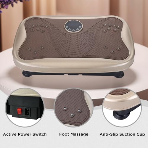 Plataforma Vibratoria para Quemar Grasa con 120 Velocidades y Motor de 200 W - Silenciosa para Uso en Casa o Oficina, Diseño Plegable y Portátil que Trabaja Abdomen y Muslos, Entrenamiento Completo para Madres Ocupadas y Principiantes, Dorada miniatura 5