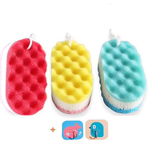 Pack of 3 Exfoliating Foam Sea Sponge Natural Feel Soft Bath Sponge Body Shower Sponges for Women Men ( Extra Large Size )