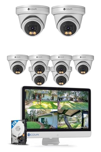 4COVR 8 Kanal PoE Überwachungskamera Set mit Monitor, 8X 8MP Dome Kameras für Außen, 8MP NVR mit 2TB HDD, DLY97KA8MU806 Bundle mit 2X DLY97KA8MA (Zusatzkamera)