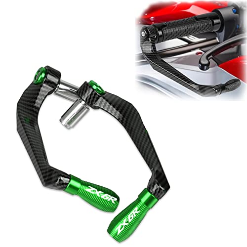 Protège-mains moto en carbone et alu vert pour Kawasaki ZX6R 2019-2022