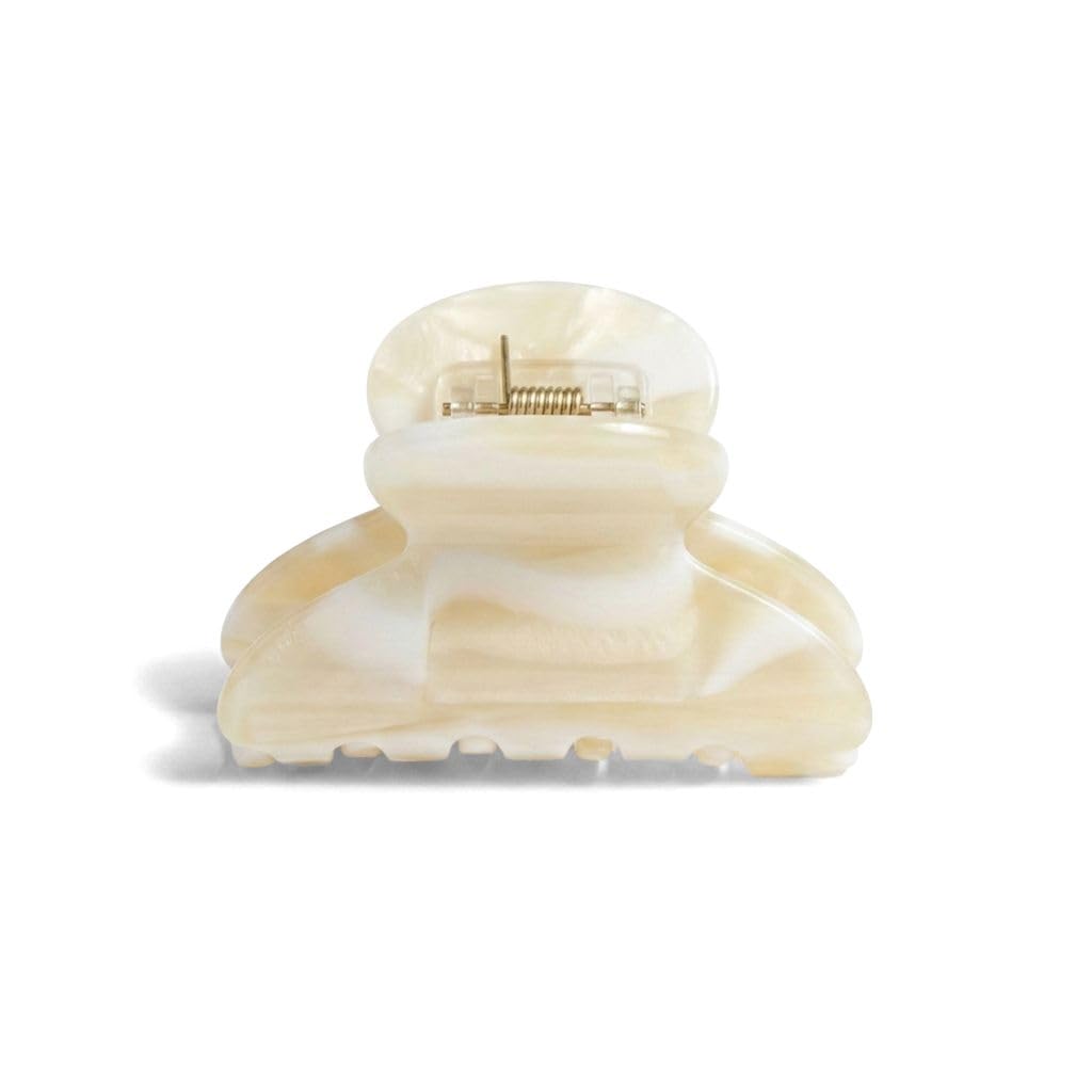 France Luxe French Mini Claw Clip for Thin Hair, Made in France, Ivory Alba