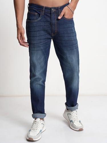 Image of Highlander Mens Tapered Fit Denim Jeans for Man| Regular Length|Mid-Rise|Stretchable Fabric for Comfort fit| Jeans for Man | Men Jeans