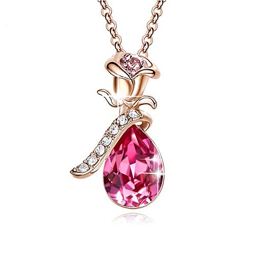 Pendentif Cristaux Fleuris Rose pour Femmes de Bijoux P0319c chic