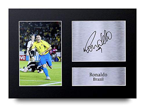 HWC Trading Ronaldo Gift Signed A4 Printed Autograph Brazil Gifts Photo Display