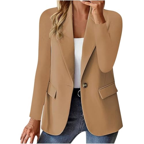 Aidodmom Traje y Abrigo de Mujer Elegante Jacket Corta con Bolsillos Ceremonia Cuello Solapa Chaquetas Blazer con Botón Curvy Tamaño Abierto Delante Chaqueta Tailleur Otoño Negocios