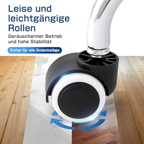 Rollhocker mit Lehne - Hocker mit Rollen und breitem, rechteckigem Sitzkissen | Rollhocker höhenverstellbar 51-64cm | Drehhocker mit Rollen mit gleichmäßigem Lauf | Ideal für Salon, Kosmetik (Tinte)