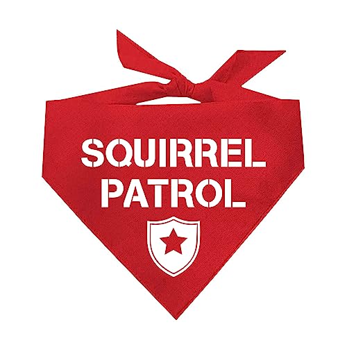 Squirrel Patrol Dog Bandana | 100% Cotton Adjustable Triangle | Made in USA | Summer | Outdoorsy | Hiking | Camping | Travel | Adventures | Red One Size (308) GB