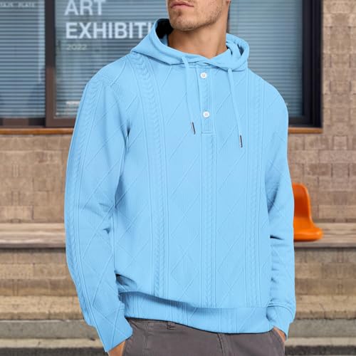 Button Up Hooded Sweatshirt For Men Knit Long Sleeve Commute Hoodie Tactical Drawstring Lightweight Wander Pullover2