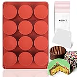 Juome 12 Cavities Chocolate Bar Mold Deep, Round Thick Chocolate Bar Mold for Filling Silicone Chocolate Bar Mold for Stuffed Bar Knafeh Pistachio Chocolate Candy Bar Covered Cookie Cylinder Cake Puck