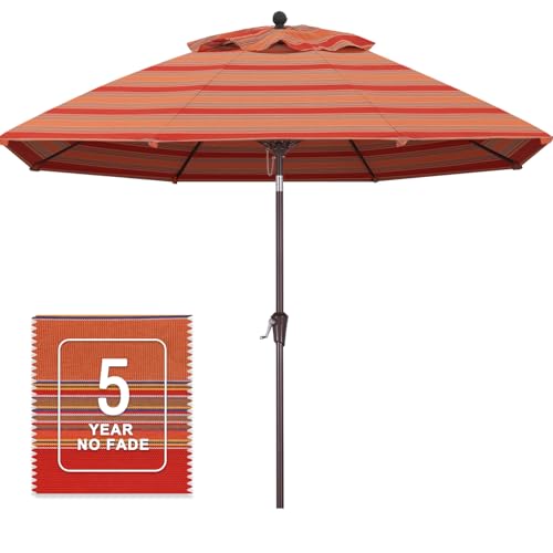 Image of MASTERCANOPY 9ft Olefin 5-Year-Non-Fading Patio Umbrella Red & Orange