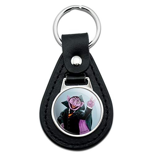 GRAPHICS & MORE Black Leather Sesame Street Vintage Count Von Count Keychain