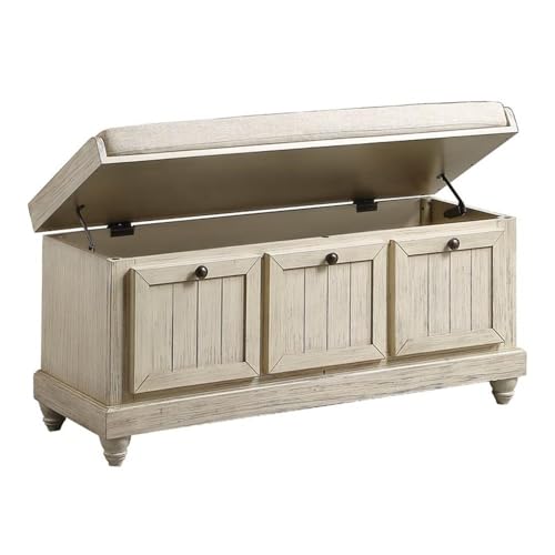 Lexicon-Woodwell-44-Wood-Fabric-Upholstered-Storage-Bench-with-Removable-Foam-Cushioned-Seat-Dark-Bronze-Knobs-Assembly-Required-in-White-Finish Lexicon Woodwell 44 Wood Fabric Upholstered Storage Bench with Removable Foam Cushioned Seat Dark Bronze Knobs Assembly Required in White Finish