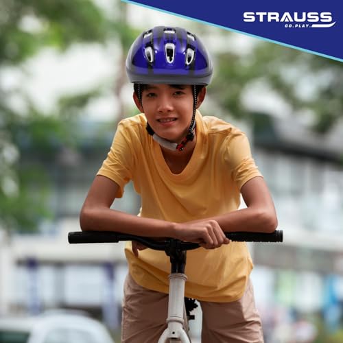 Image of Strauss ArmorX Cycling Helmet | Lightweight with Good Ventilation | Multi-Sport Helmet for Mountain, Road Biking & Skating | EPS Foam Lining for Protection | Ideal for Adults with 15+ Age (Blue)