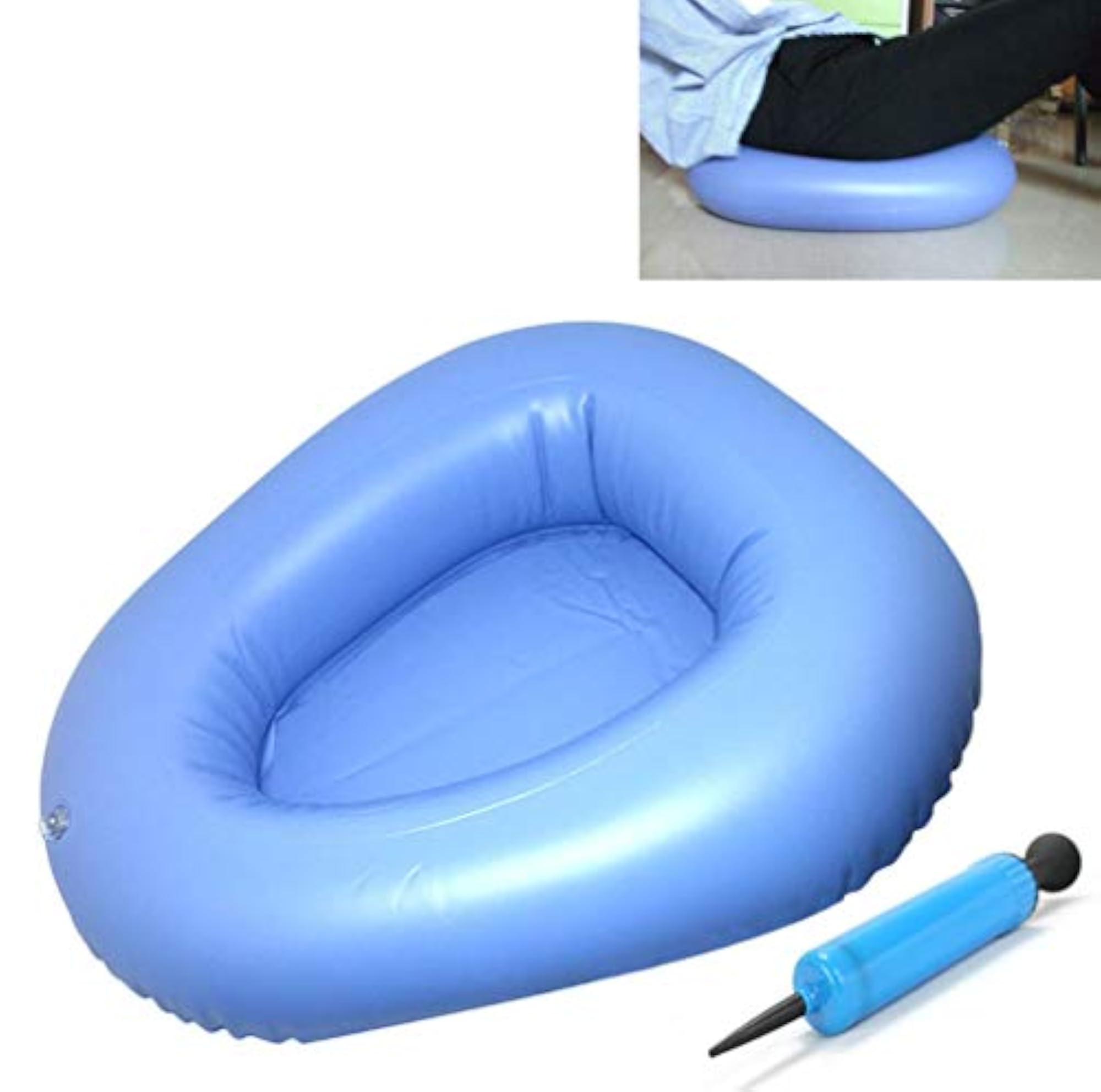 Bigger Washable Portable Air Inflation Blue Bed Pan