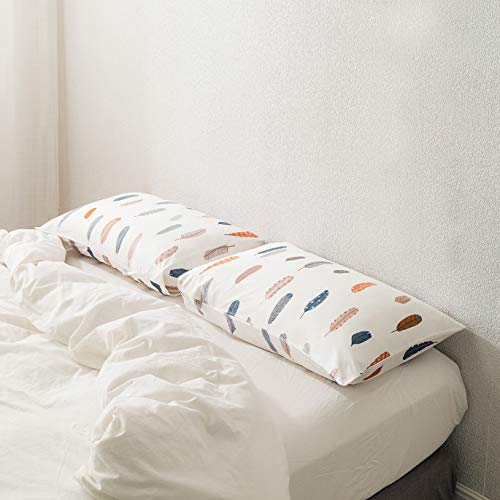 Susybao SZJRQC2019062136 100% Cotton Pillowcases Queen Size Set Of 2 Colorful Feather Leaves Print Bed Pillow Covers Envelope Closure End Pillow Protectors Soft Breathable Comfortable Lightweight thumb #1