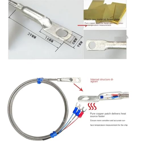 Sensor de temperatura industrial PT100 tipo K con arandela de 6mm 3