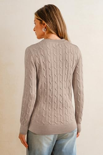 Image of Arach&Cloz Women's Wool Blend Classic Crew Neck Casual Fall Sweaters