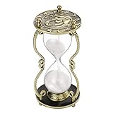 SuLiao Hourglass Sand Timer 60 Minute:Sun and Moon Engraving Brass Sand Clock, Metal White Sand Watch 60 Min,Antique Reloj De Arena 60 Minuots,Large 1 Hour Glass Sandglass for Gift Office Desk Decor