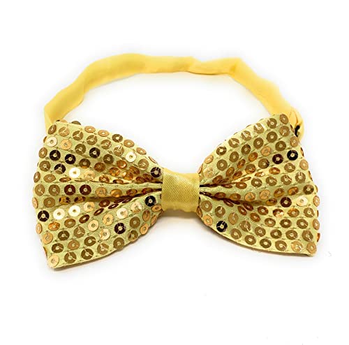 Gravata de poliéster com lantejoulas para homem, 12 x 6 cm, Amarelo