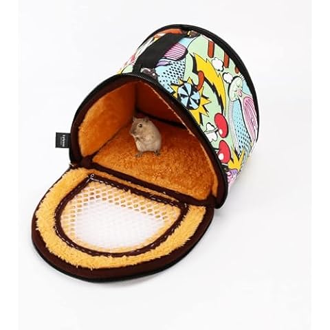 Lylyzoo Guinea Pig Carrier Bag, Portable Hamster Travel Case with Detachable Strap Zipper, Transport Pouch with Breathable Mesh for Small Animals, Chinchilla, Squirrel, Bunny, Bearded Dragon Transport Cover