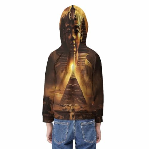 Sweatshirt Pharaon enfant 9-11 ans avec grande poche et capuche imprimée 3D